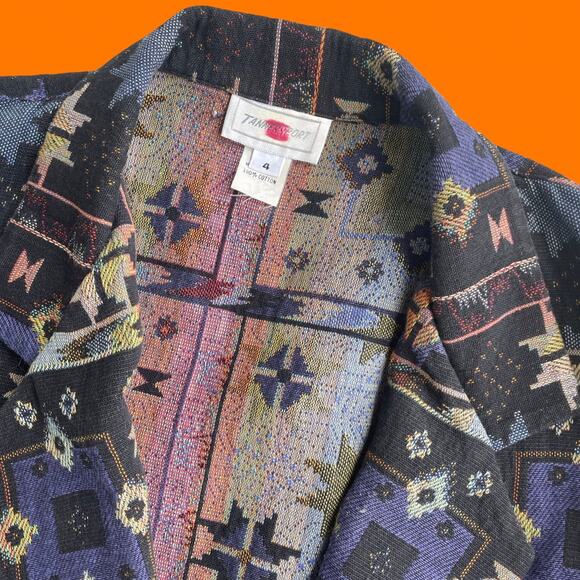 90's vintage southwest aztec tribal oversized blazer Size 4 - Picture 5 of 8